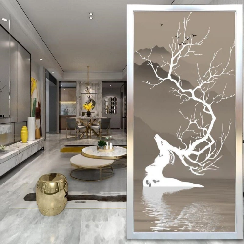 indoor glass curtain wall facade laser sandblasting